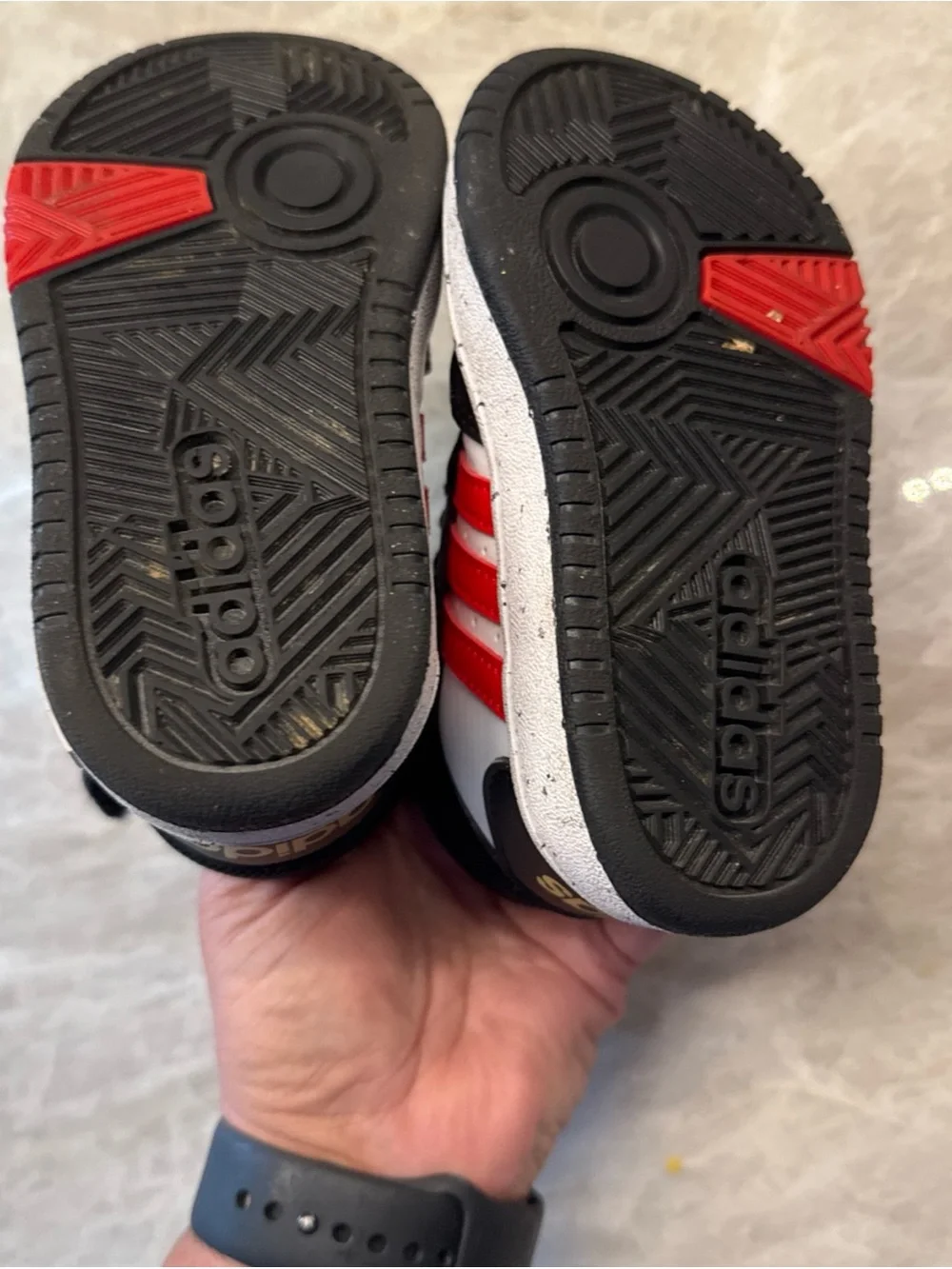 adidas Hoops 3.0 Mid Basketball Shoe Black White Unisex Toddler Size 6K